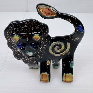 Karen Pester Signed Lion Iridescent Dichroic Studio Art Glass Figurine Decor VTG